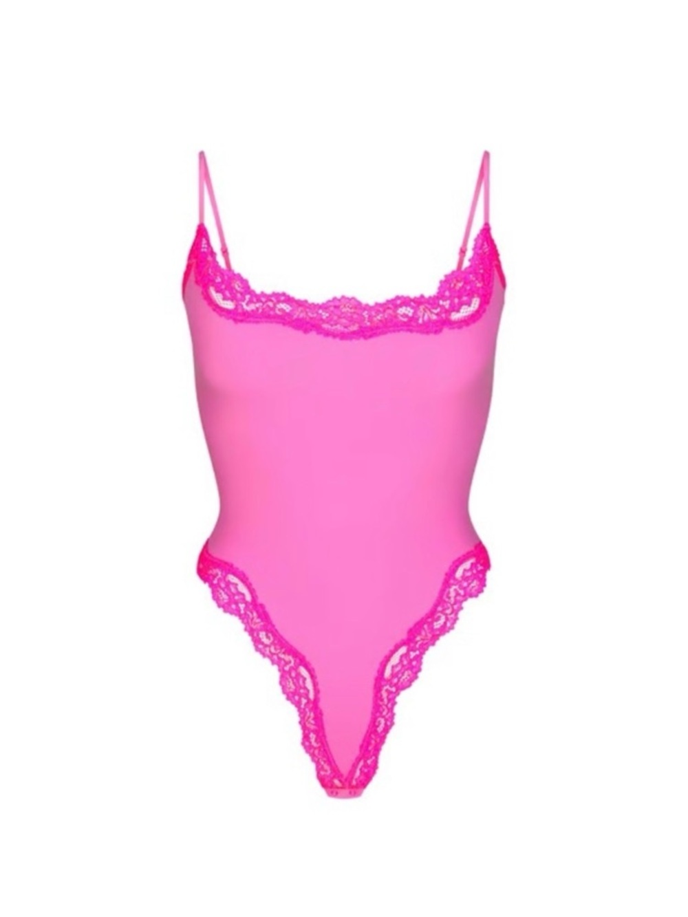 SKIMS Hot Pink Lace-Trim Bodysuit
